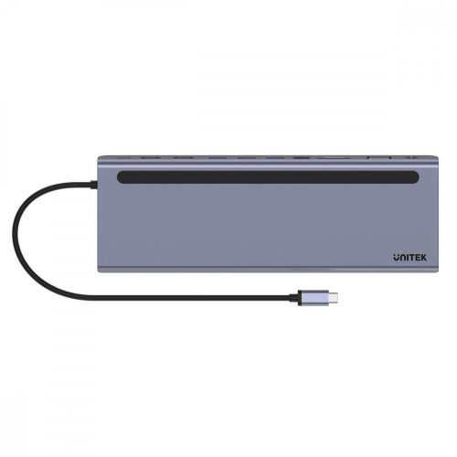 HUB USB-C 11w1 USB-C, RJ45, PD 100W, 2x HDMI, VGA, SD; D1022B-17122648