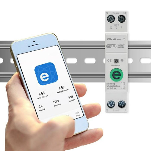 Przekaźnik 63A na szynę DIN z licznikiem energii elektrycznej | eWeLink od Sonoff | Wi-Fi | Dioda LED-17123371