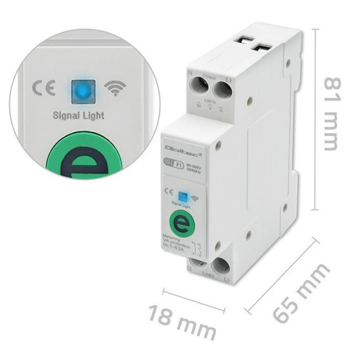 Przekaźnik 63A na szynę DIN z licznikiem energii elektrycznej | eWeLink od Sonoff | Wi-Fi | Dioda LED-17123375