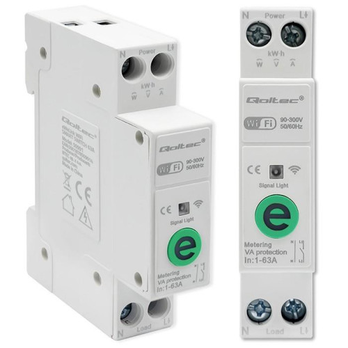 Przekaźnik 63A na szynę DIN z licznikiem energii elektrycznej | eWeLink od Sonoff | Wi-Fi | Dioda LED-17123379