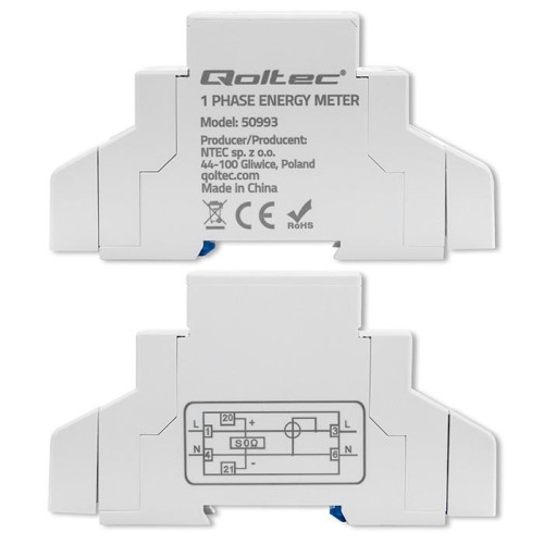 Jednofazowy elektroniczny licznik | miernik zużycia energii na szynę DIN | 230V | 30A | LCD | 1P-17123439