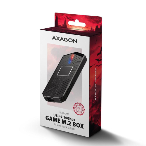 Obudowa SSD M.2 AXAGON EEM2-GAM, USB-C 10Gbps - NVMe & SATA SSD GAME M.2 box, bez skrótów-17136603