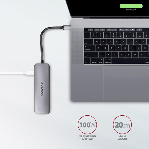 Axagon HMC-5 stacja dokująca Przewodowa USB 3.2 Gen 1 (3.1 Gen 1) Type-C Szary-17146833