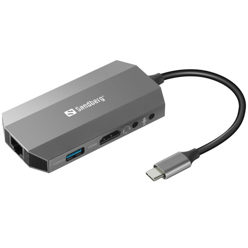 Hub 6Port Sandberg HDMI/USB2.0/USB3.0/CardReader/Ethernet passiv Grey