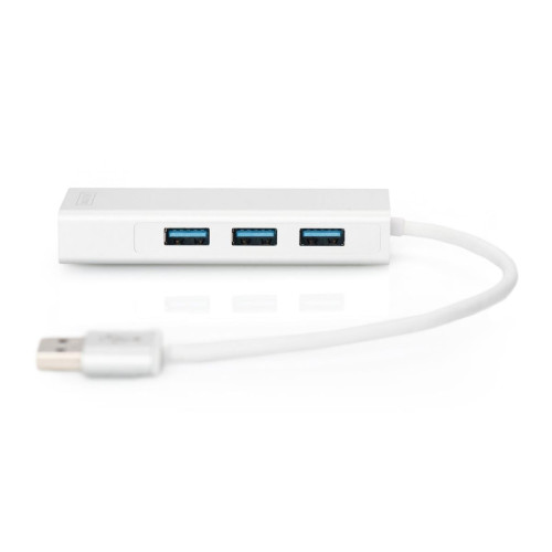 HUB 3-portowy USB 3.0 SuperSpeed z LANGigabit LAN adapter, aluminium-17158942
