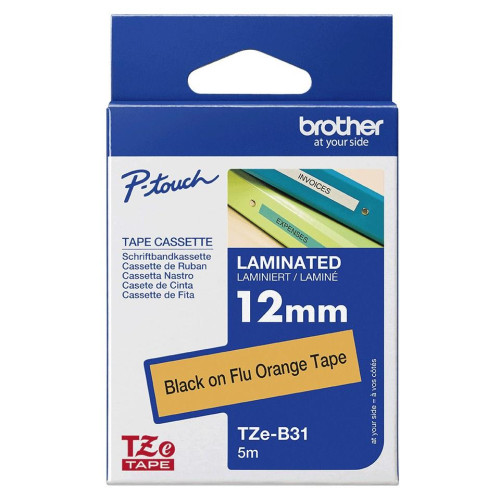 Brother TZE-B31 taśmy do etykietowania Czarny na pomarańczowym fluorescencyjnym-17170961