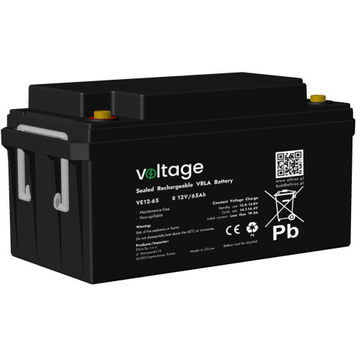 Akumulator AGM Voltage 12V 65Ah VE12-65 Żywotność 6-9 lat
