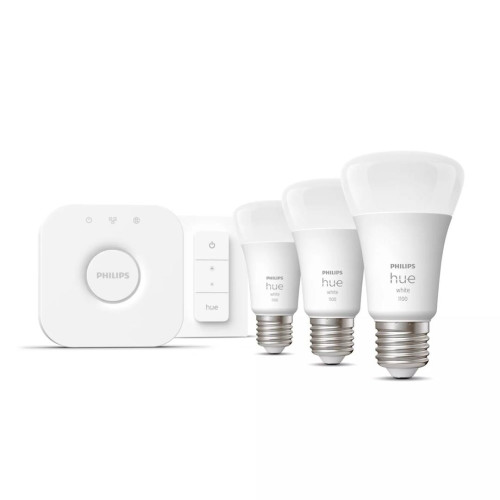 Philips Hue W Starter Kit 9,5W A60 E27 3szt, mostek, przełącznik Philips Hue Hue W Starter Kit 9,5W A60 E27, 3szt., mo