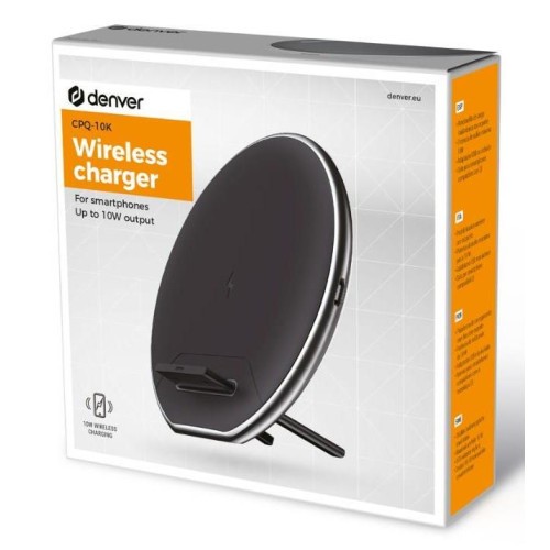 Denver QI chargers QI Charging pad Smartfon Czarny, Srebrny USB Bezprzewodowe ładowanie Wewnętrzna, Zewnętrzna-172831