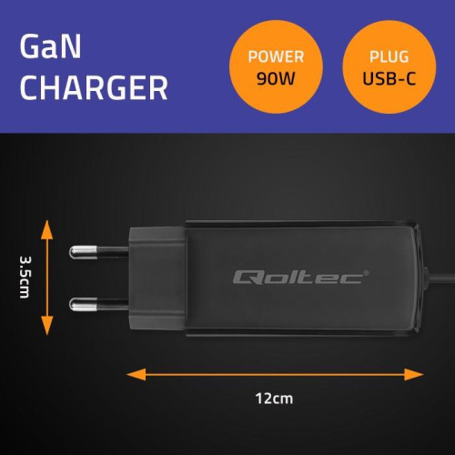 QOLTEC ŁADOWARKA SIECIOWA 90W GAN | 5-20V | 3-4.5A | USB-C 3.1-17372481