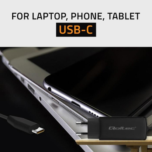 QOLTEC ŁADOWARKA SIECIOWA 90W GAN | 5-20V | 3-4.5A | USB-C 3.1-17372485