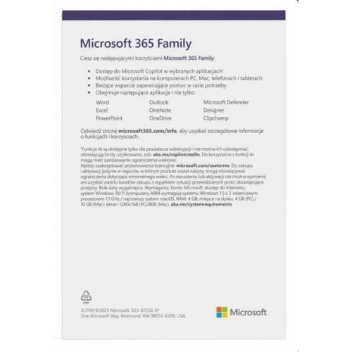 Microsoft 365 Family Polish EuroZone Subscr-17381902
