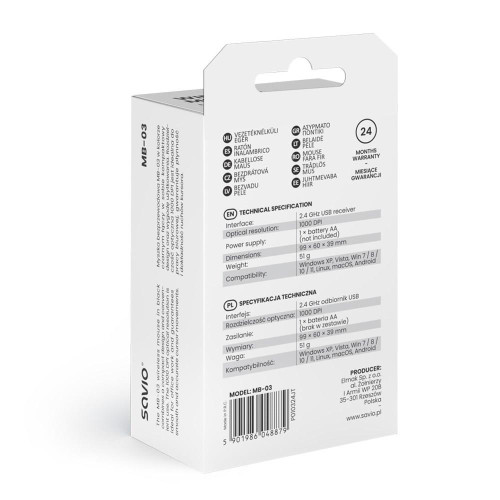 SAVIO MYSZ BEZPRZEWODOWA MB-03-17458168