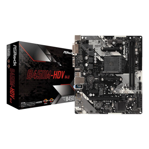 Płyta główna Asrock B450M-HDV R4.0 (AM4; 2x DDR4 DIMM; Micro ATX)-563775