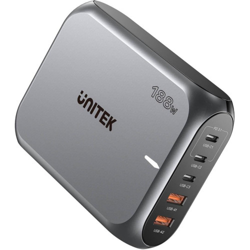 UNITEK ŁADOWARKA SIECIOWA 2X USB-A 3X USB-C GAN PD 3.1 188W-17555365