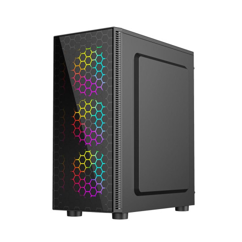 GEMBIRD OBUDOWA FORNAX 500 MIDI-TOWER (2X USB 3.1, 1X USB 2.0, HD AUDIO, SZKLANY PANEL BOCZNY, PODŚWIETLENIE ARGB) CZAR