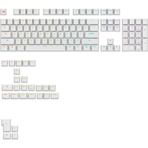 Glorious Podświetlane GPBT, układ ANSI (USA), PBT, Dye-Sub - biały