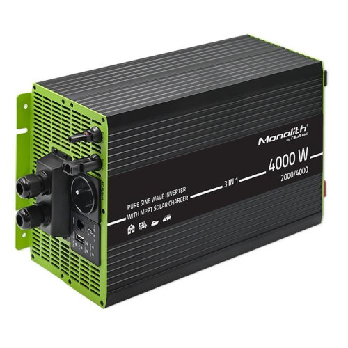 Qoltec Przetwornica solarna Monolith 3w1 z funkcją ładowania AC | MPPT | UPS | ATS | 2000W | 4000W | 12V na 230V | Czy