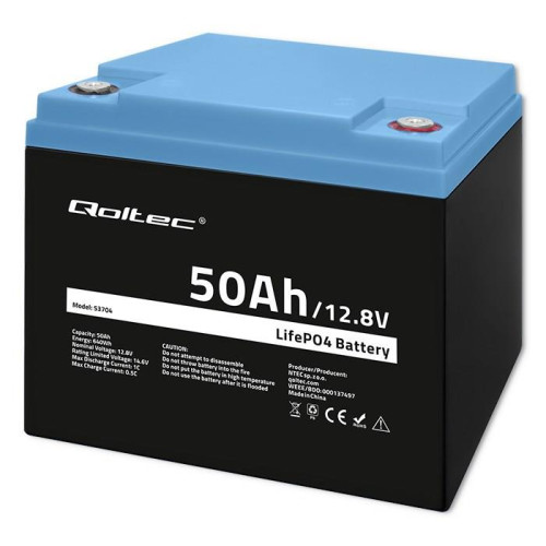 QOLTEC AKUMULATOR LIFEPO4 LITOWO-ŻELAZOWO-FOSFORANOWY | 12.8V | 50AH | 640WH | BMS-17582034