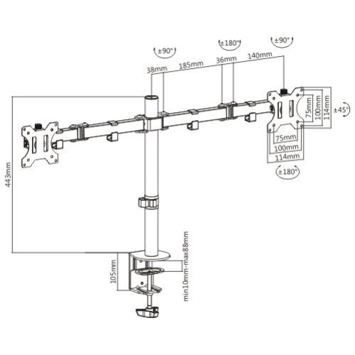 Techly ICA-LCD 582-D uchwyt / stojak do monitorów 81,3 cm (32