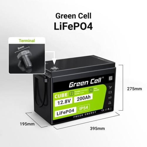 GREEN CELL AKUMULATOR LIFEPO4 CUBE 200AH 12V/12.8V 2560WH LFPGC12V200AH-17718273