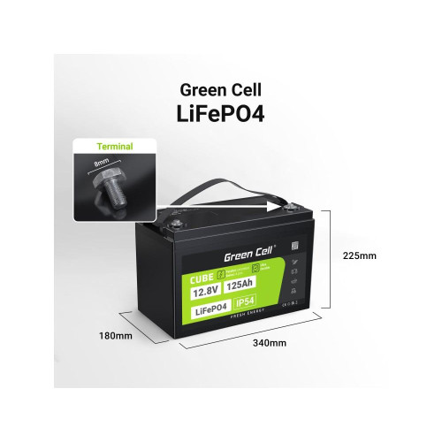 GREEN CELL AKUMULATOR LIFEPO4 CUBE 125AH 12V/12.8V 1600WH LFPGC12V125AH-17718295