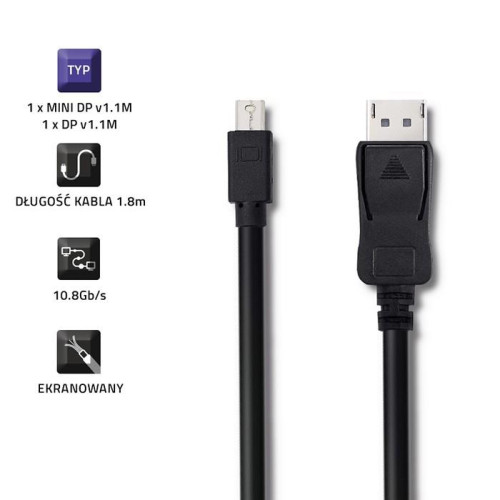 Kabel Mini DisplayPort v1.1/ DisplayPort v1.1 | 1080P | 1,8m-17719494