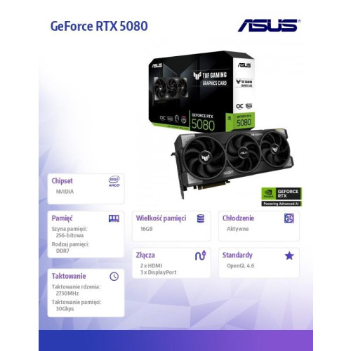 Karta graficzna GeForce RTX 5080 TUF GAMING OC 16GB GDDR7 256bit DP/HDMI-17723118