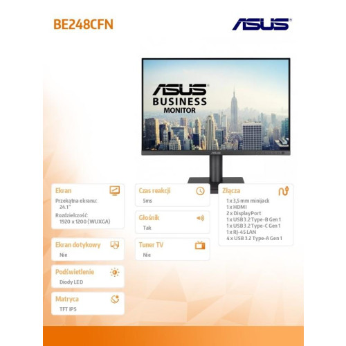 Monitor 24.1 cala BE248CFN WUXGA IPS 100Hz HDMI RJ45-17723683