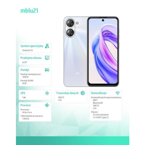 Smartfon Mblu 21 6 GB / 128 GB Biały-17724182