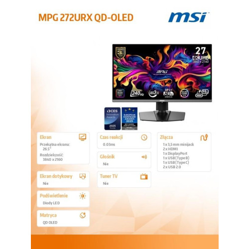 Monitor MPG 272URX QD-OLED LED/UHD/FLAT/240Hz/26.5cala/Black-17724653