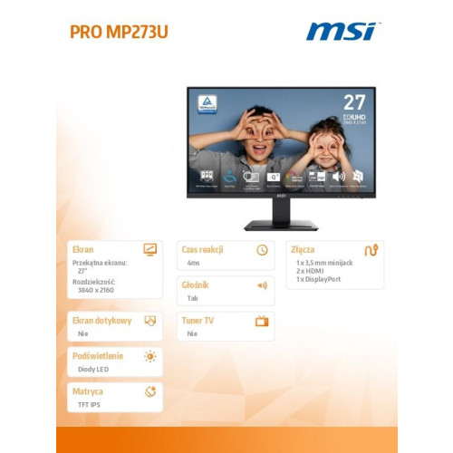 Monitor 27 cali PRO MP273U LED/UHD/Flat/60Hz/czarny-17724656