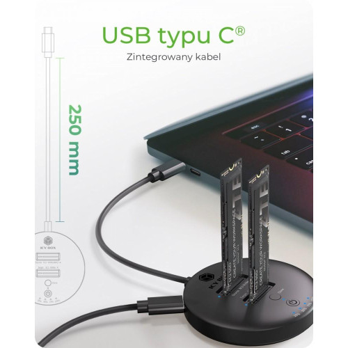 Stacja klonująca+dockująca dla 2xNVMe M.2SSD IB-1612MCL-C31-17728439
