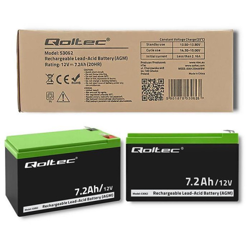 QOLTEC AKUMULATOR AGM 12V | 7.2AH | MAX 108A-17821112