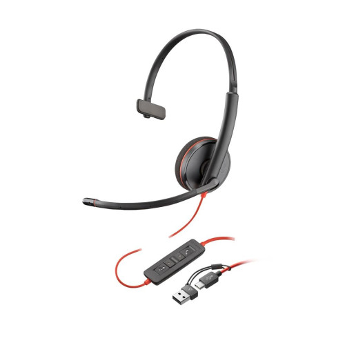 Poly Blackwire 3210 Monaural USB-C Headset +USB-C/A Adapter-17844905
