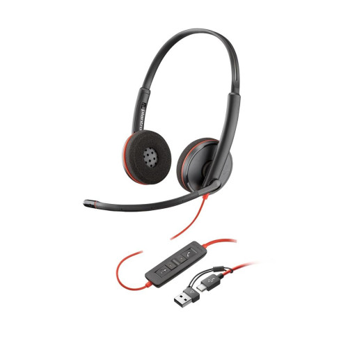 Poly Blackwire 3220 Stereo USB-C Black Headset +USB-C/A Adapter (Bulk)-17844937