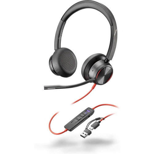 POLY Zestaw słuchawkowy Blackwire 8225 Stereo USB-C z certyfikatem Microsoft Teams + przejściówka USB-C/A-17922932