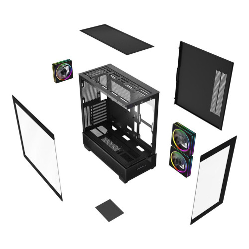 GEMBIRD OBUDOWA FORNAX X550 AQUARIUM MIDI-TOWER (2X USB 3.1, 1X USB TYPE-C) 3X FAN, CZARNA-18206076