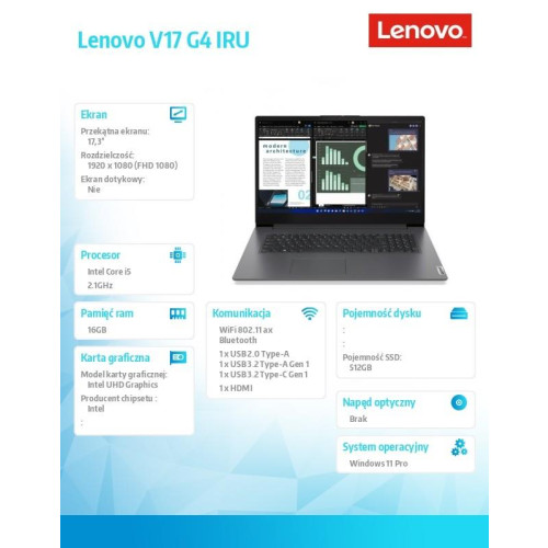 Laptop V17 G4 83A20010PB Windows 11 Pro i5-13420H/16GB/512GB/INT/17.3 FHD/Iron Grey/3YRS OS-18366144
