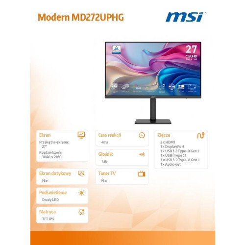 Monitor Modern MD272UPHG 27 cali/LED/UHD/Flat/60Hz/Czarny-18368013