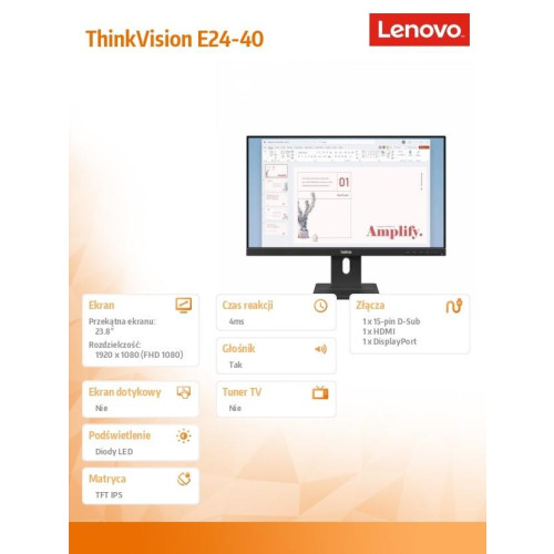 Monitor 23.8 cala ThinkVision E24-40 64BAMAT1EU-18368401