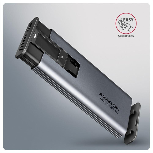EEM2-SD2 Obudowa zewnętrzna aluminiowa bezśrubowa USB-A/C 3.2 Gen2 M.2 NVMe/SATA display LCD-18368437
