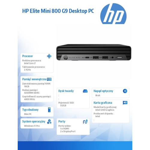 Komputer Elite Mini 800 G9 i7-14700 512GB/16GB/W11P 998R1ET-18368853