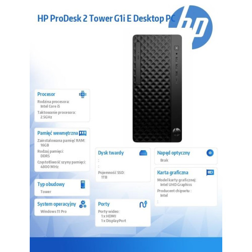 Komputer ProDesk 2 Tower G1i E i5-14400 1TB/16GBW11P B6ZD2ET-18368910