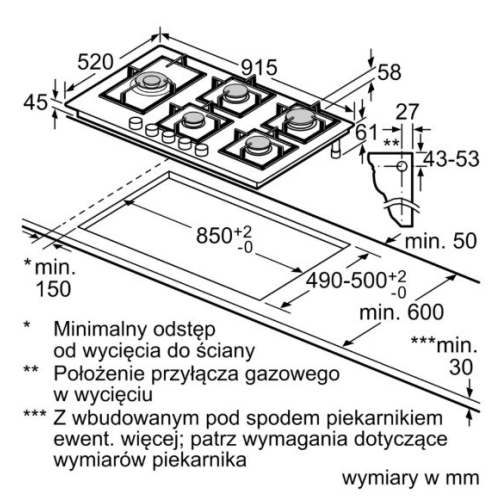 Płyta gaz na szle 90 cm PPM9A6I40-18370852