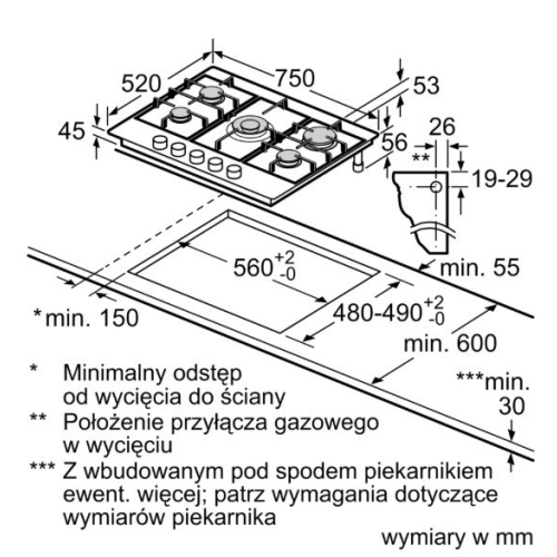 Płyta gazowa PCQ7A5I90 75 cm inox-18371637