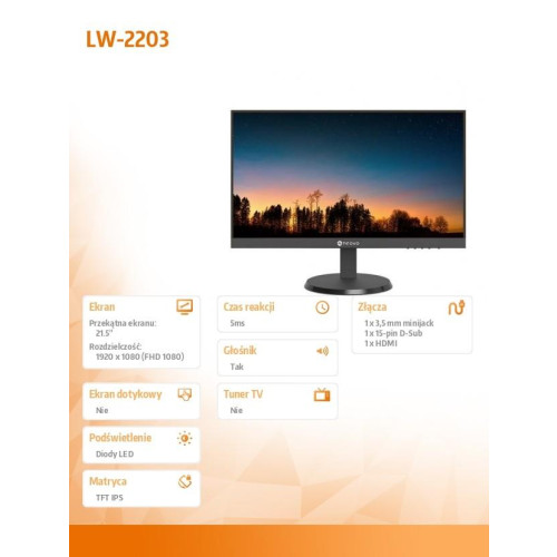 Monitor 21,5 cala LW-2203 HDMI VGA 100Hz-18371792