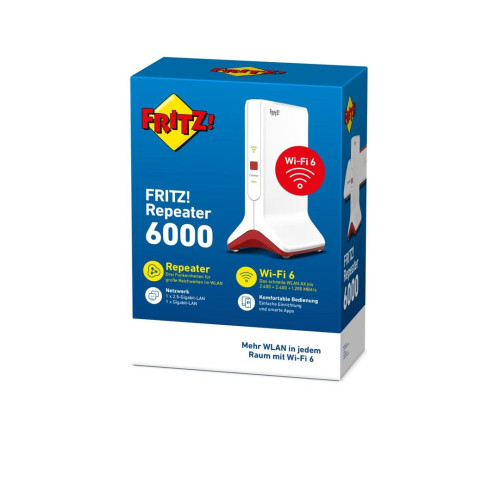 FRITZ!Repeater 6000 router bezprzewodowy Ethernet Tri-band (2.4 GHz/5 GHz/5 GHz) Czerwony, Biały-18480056