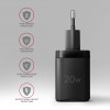 Axagon ACU-PQ20 wall charger QC3.0/AFC/FCP+ PD type-C 20 W - schwarz - USB Typ C Telefon komórkowy, Smartfon, Smartwatc