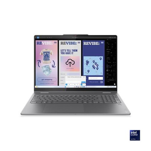 Laptop Lenovo Yoga 7 2-in-1 16ILL10, Luna Grey, 16" OLED, Touchscreen, WQXGA+, 2880 x 1800 pixels, Glossy, Intel Core Ultra 7, 256V, 16 GB Soldered LP